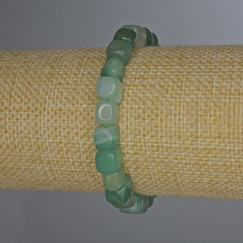 Agate Cube Bracelet 7x7mm, 18 cm, stretch