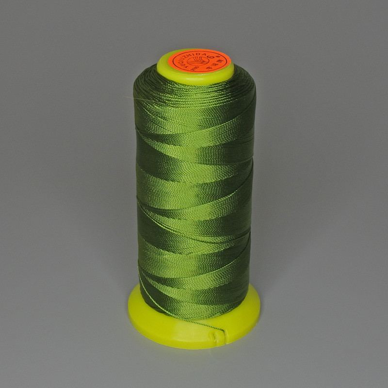 Bobbin findings: Green nylon craft thread, 0.6 mm diameter+
