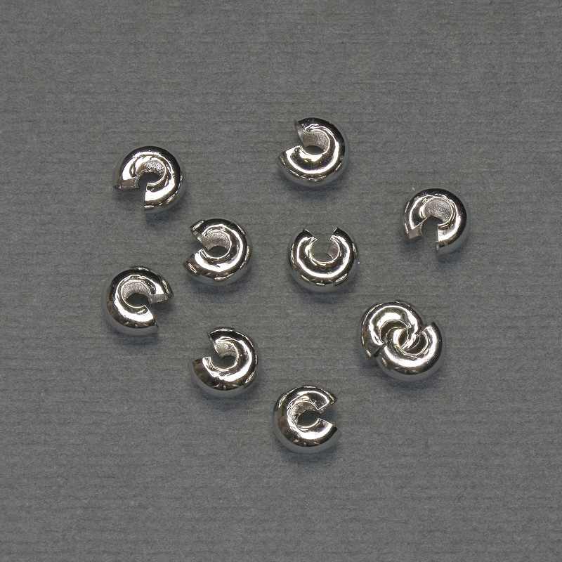 Crimp bead for crimping, 6 mm diameter +/- silver-colored metal finish, 10 pairs