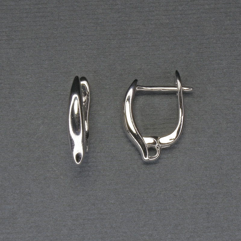 Silvered metal earring hooks 16x3 mm - pair