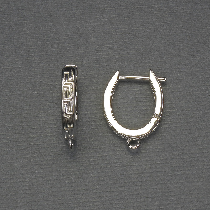 Ear hooks for earrings, silver-colored metal, 18×3 mm — pair