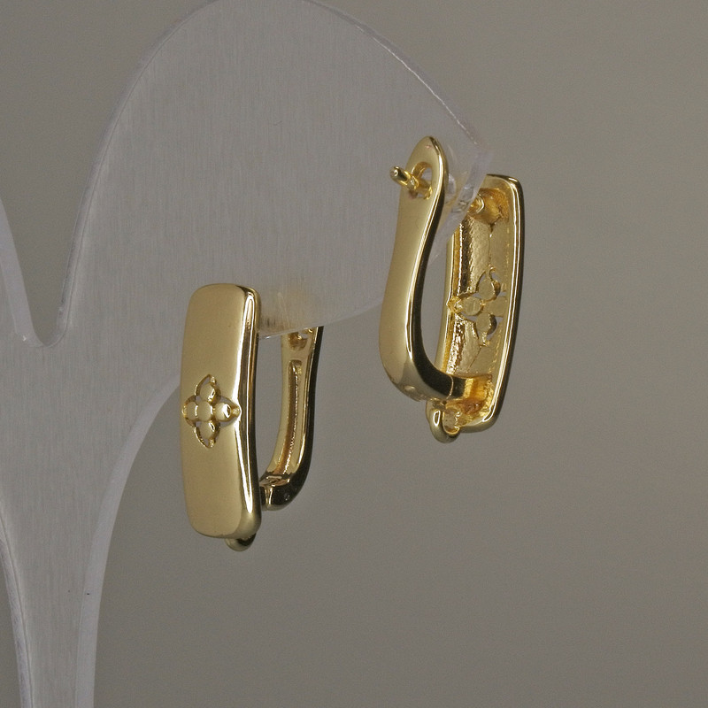 Gold-tone earring posts 17×6 mm – pair