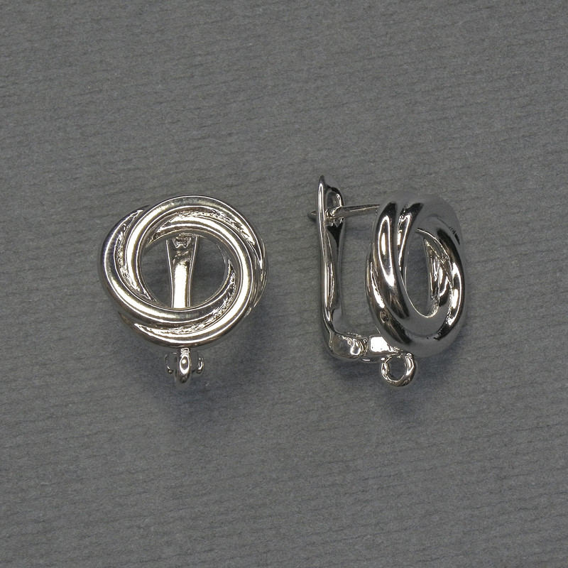 Ear hooks for earrings, silver-colored metal, 13×16 mm – pair