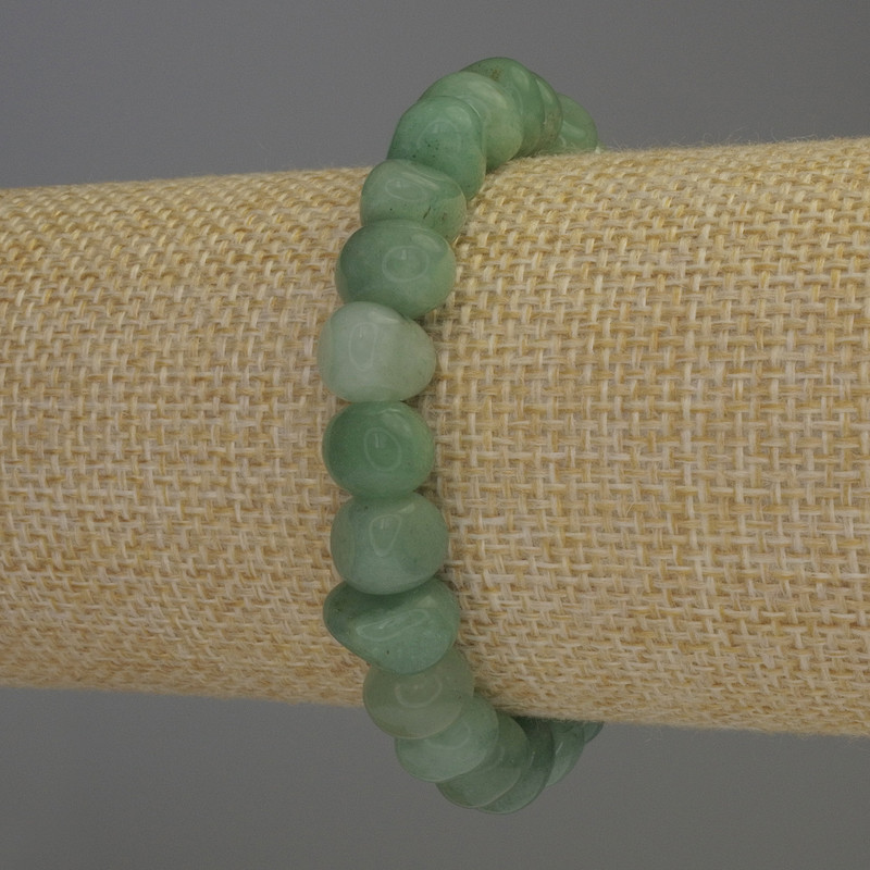 Faceted Jade Bracelet, 10×7 mm beads, 18 cm, elastic