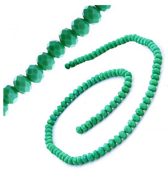 Czech Crystal Beads on Thread 6mm, matte light emerald green color, length 45 cm