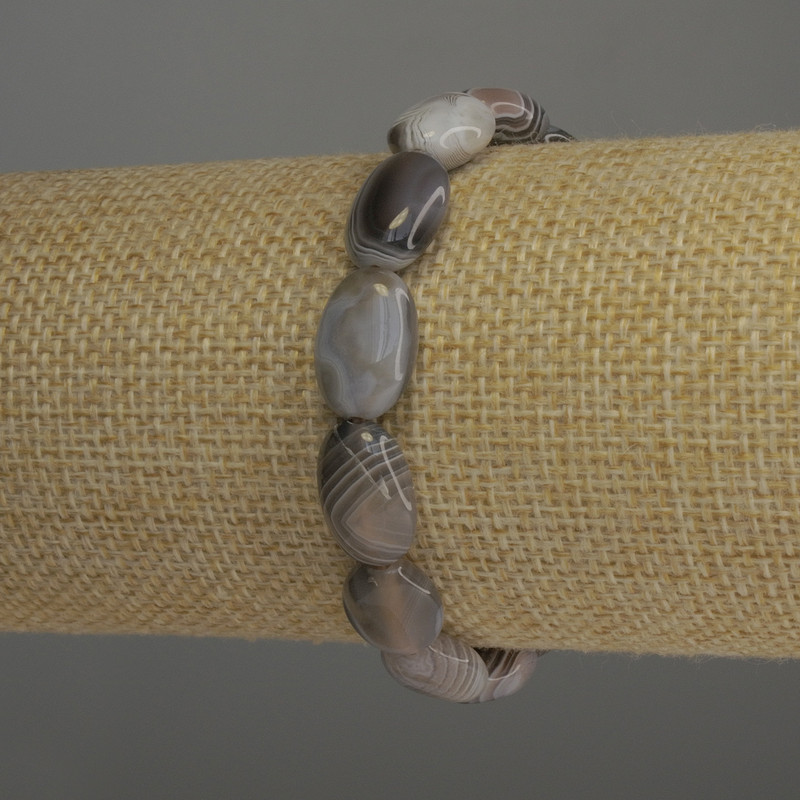 Botswana Agate Bracelet, Oval, 14×10 mm, 18 cm Stretch