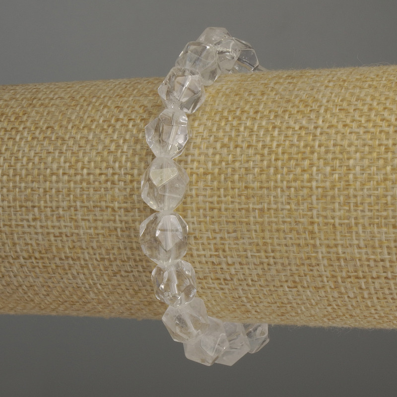 Faceted mountain crystal bracelet, diameter 10×9 mm, 18 cm stretch