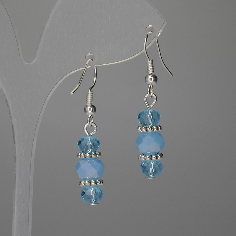 Czech Crystal Rondelle Earrings 6x5mm to 8x6mm, length 38mm