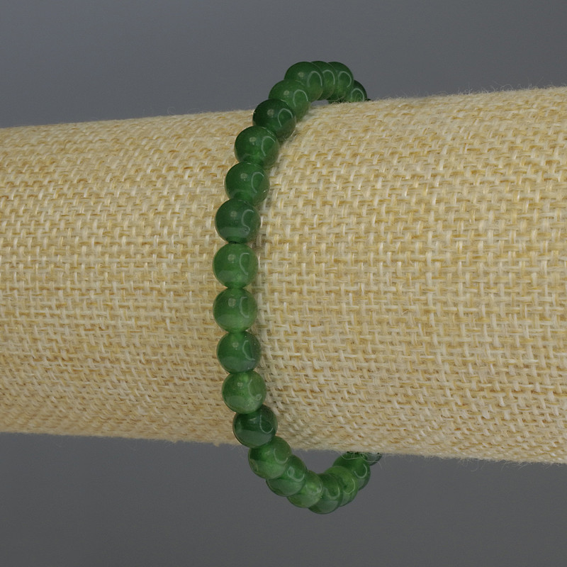 Chrysoprase Bracelet with Smooth Beads, 6mm Diameter, 18cm Length, Stretch
