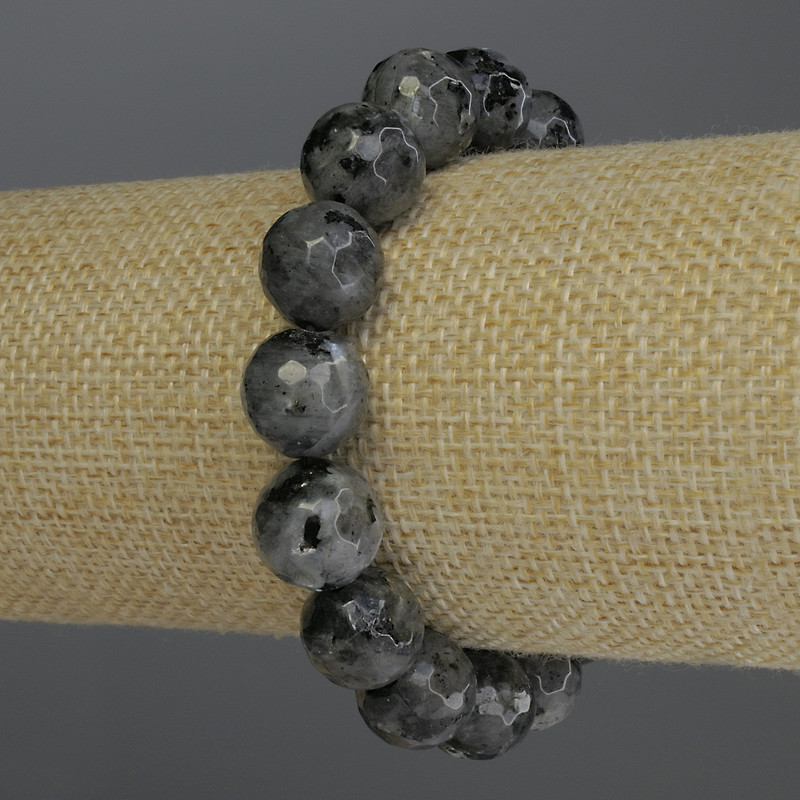 Labradorite Bracelet with Faceted Beads, 12mm Diameter, 18cm Stretch