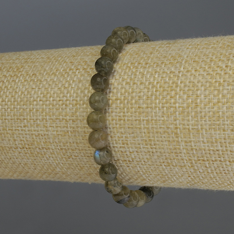 Labradorite bracelet with smooth beads, 6 mm diameter, 18 cm length, stretch