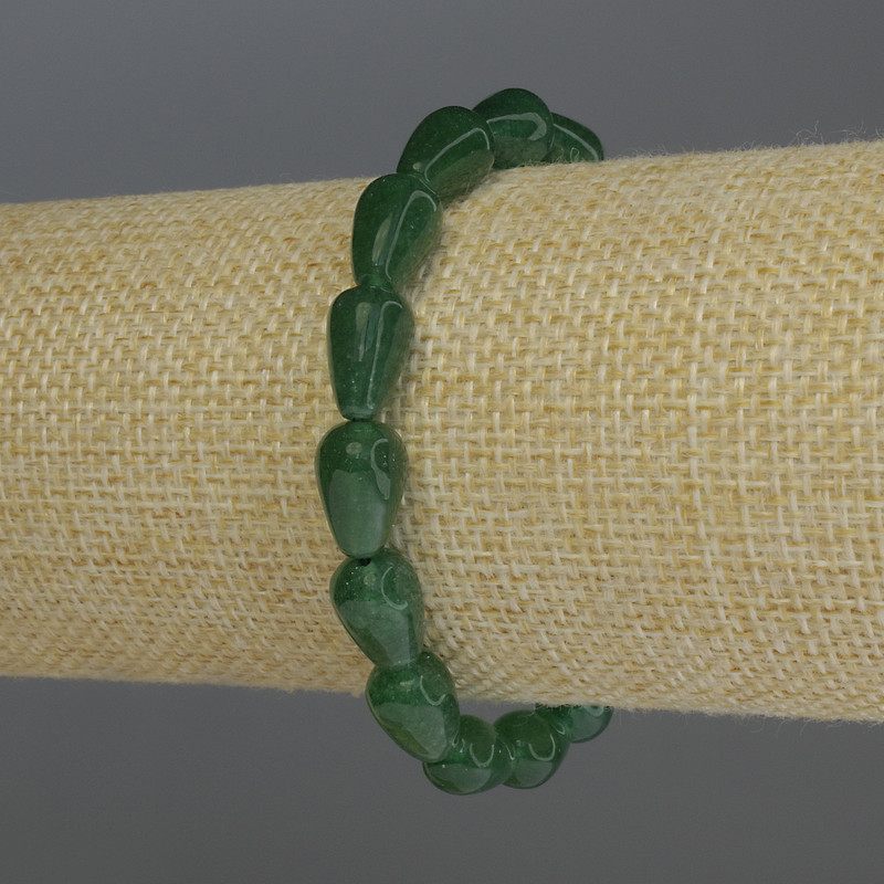 Chrysoprase Teardrop Bracelet, 12x8 mm diameter, 18 cm stretch