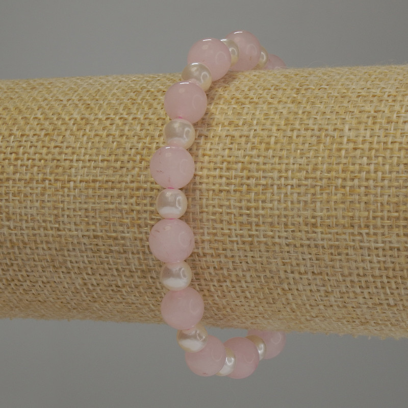 Pink Quartz and Pearl Bracelet