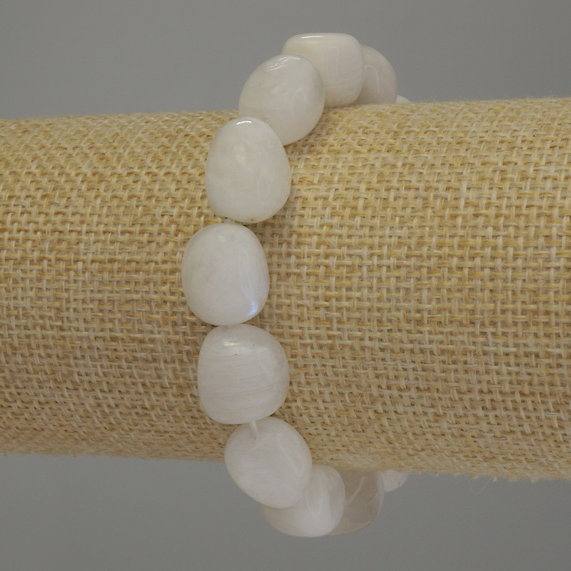 Adularia Faceted Bracelet, diameter 12x11 mm, 18 cm stretch