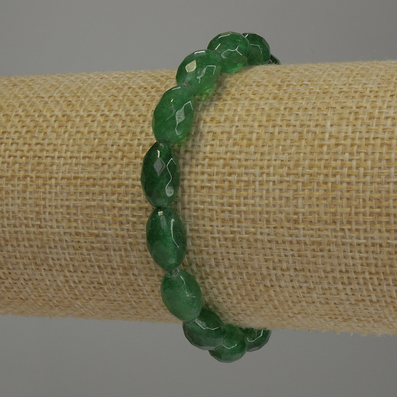 Chrysoprase Bracelet with Faceted Bead, 12x7 mm diameter, 5 mm ±, 18 cm length, stretch