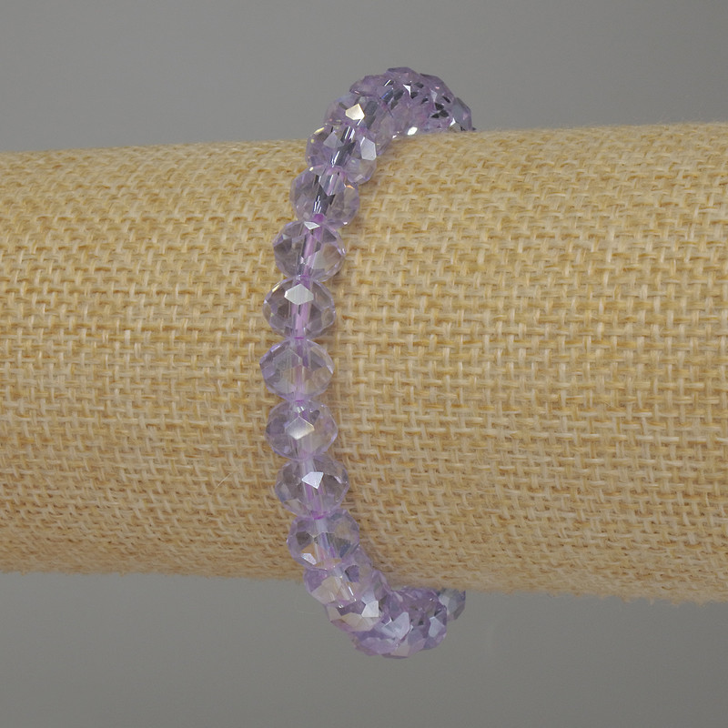 Czech crystal rondelle bracelet, 8x6 mm, 18 cm long, stretch