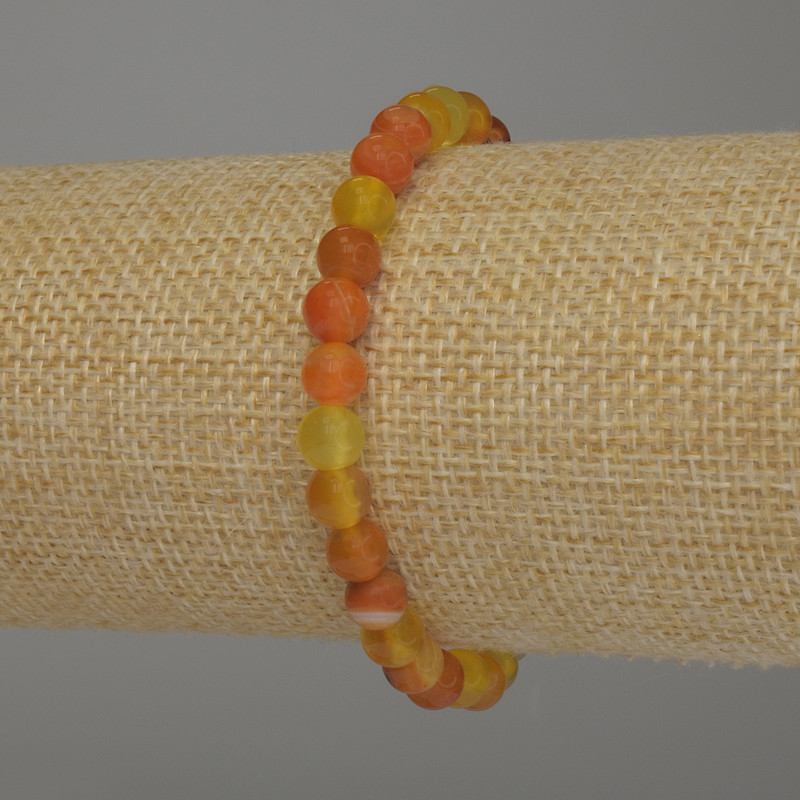 Orange Agate Bracelet - Smooth Bead, 6 mm diameter, 18 cm stretch