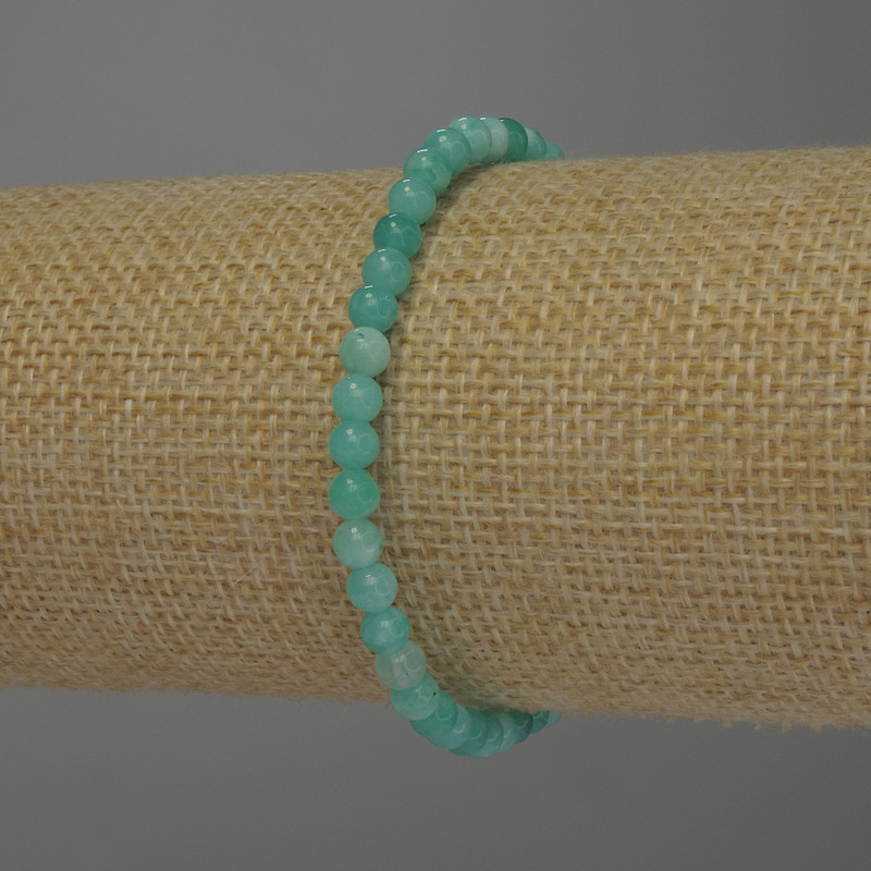 Amazonite stretch bracelet with smooth beads, 4 mm diameter, 18 cm length