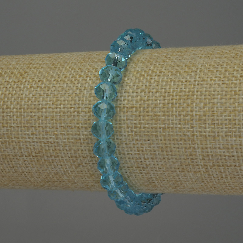 Bracelet with Czech crystal — faceted rondelle, 8x6 mm, length approx. 18 cm, stretch