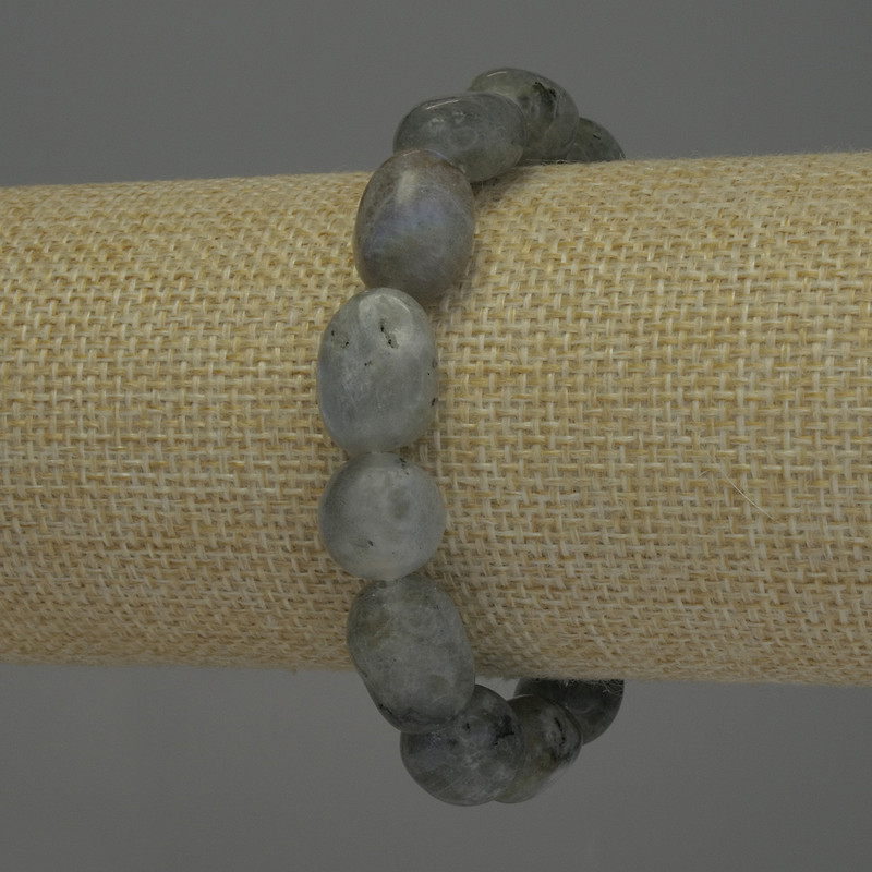 Labradorite Faceted Bracelet, diameter 12–15×12 mm, length 18 cm stretch
