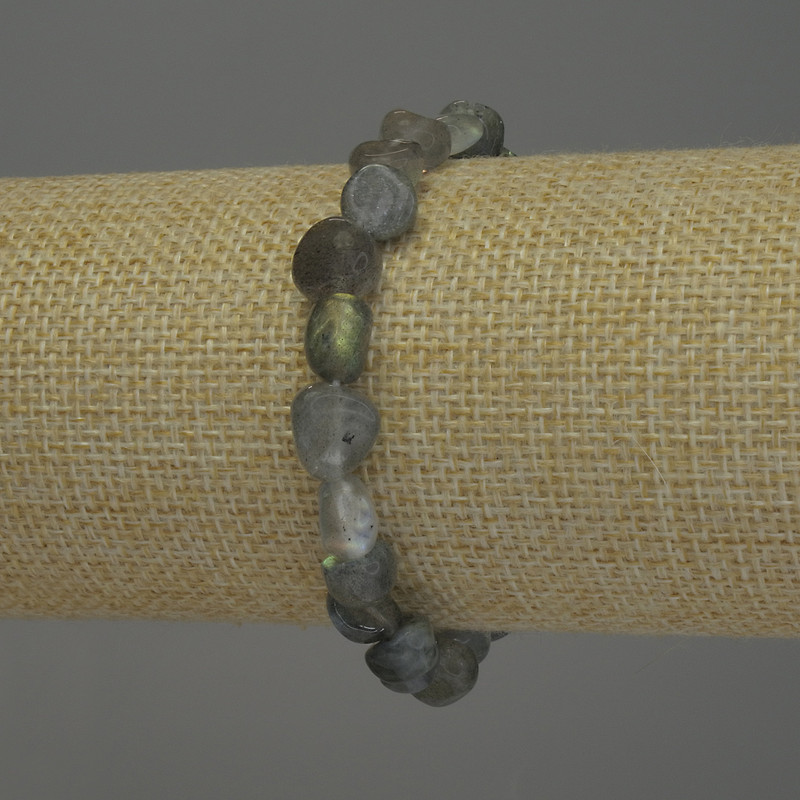 Labradorite Faceted Bead Bracelet, 9×8 mm, 18 cm stretch bracelet