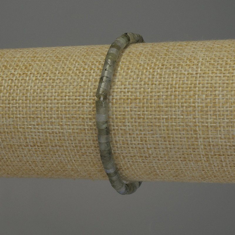 Labradorite Rondelle Bracelet, 4×2 mm diameter, 18 cm stretch
