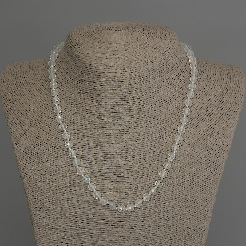 Topaz and Rock Crystal Necklace, faceted beads, 6 mm diameter, 45 cm length +/- with clasp
