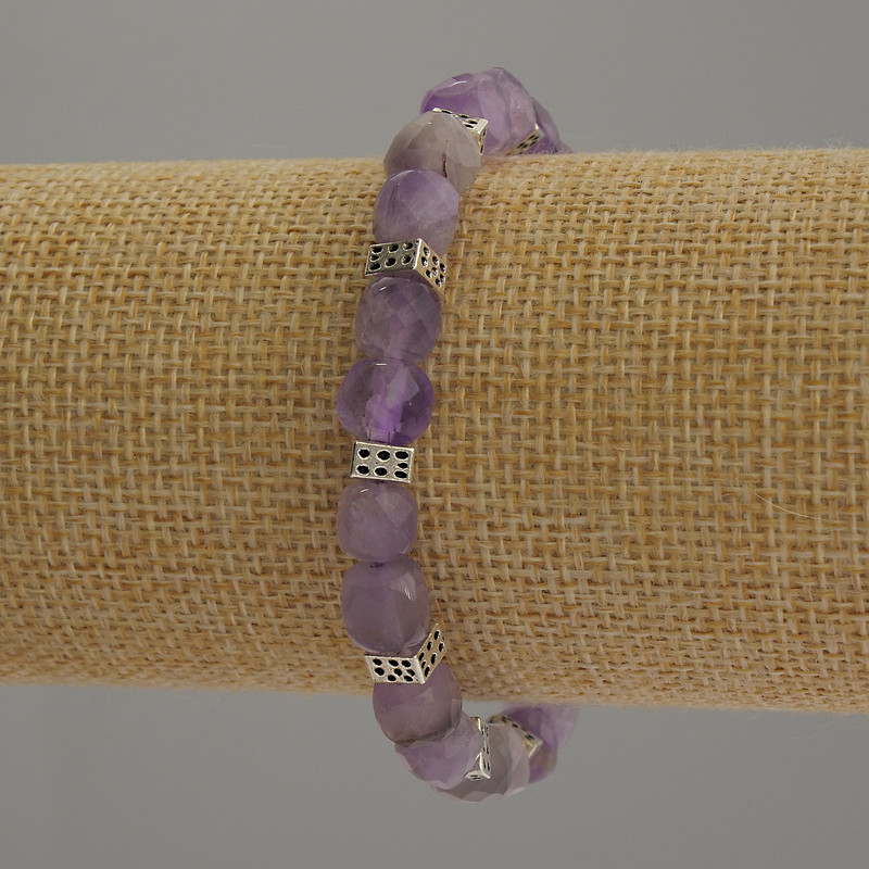 Amethyst Bracelet with Faceted Cube Beads