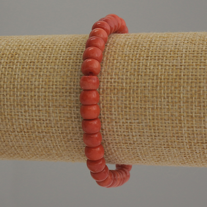 Bracelet Coral (artificial) Rondelle, 7x5 mm, 18 cm stretch