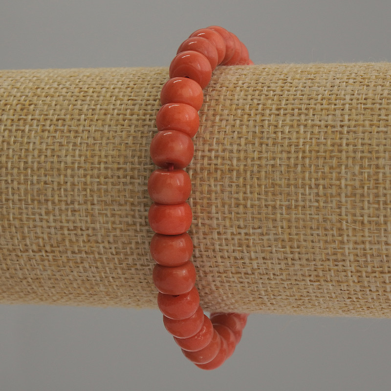 Coral Bracelet (Artificial) Rondelle Beads, 8×6 mm, 18 cm stretch