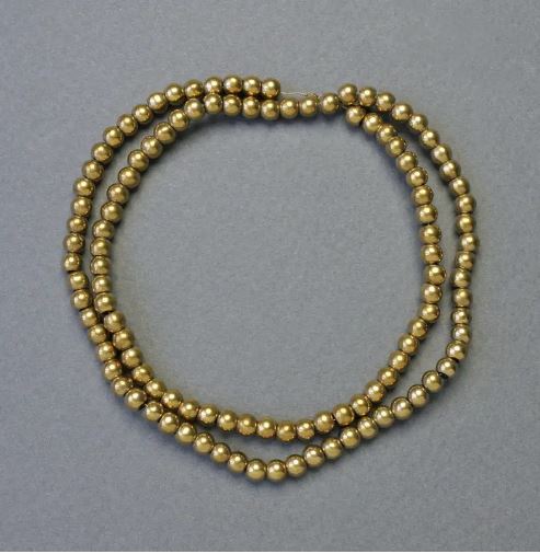 Hematite beads, smooth ball beads, gold color, 4 mm diameter, 41 cm length strand