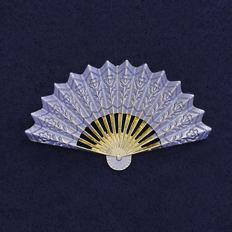 Brooch Fan Lilac Enamel Gold-Tone Metal 54x33mm+