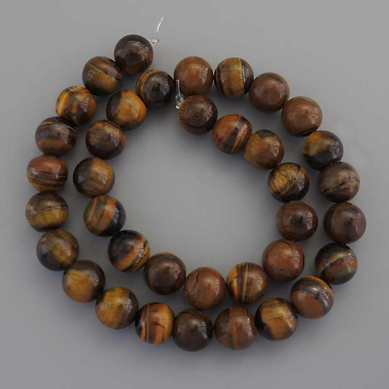 Tiger's Eye beads on beading thread, diameter 10mm+-, length 37cm+