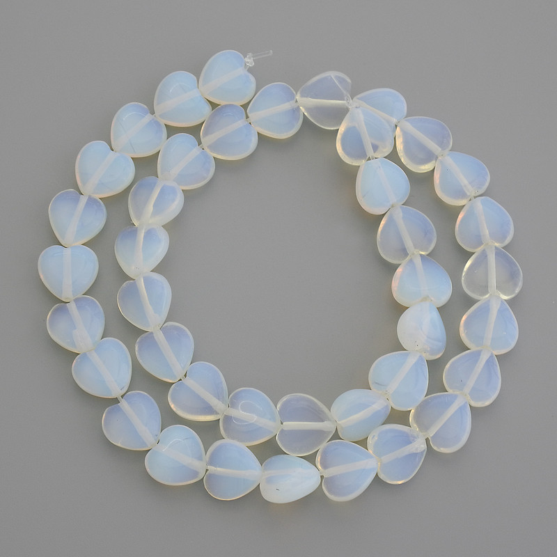 Moonstone Heart Beads, 10x10mm ± on thread, length 37cm+