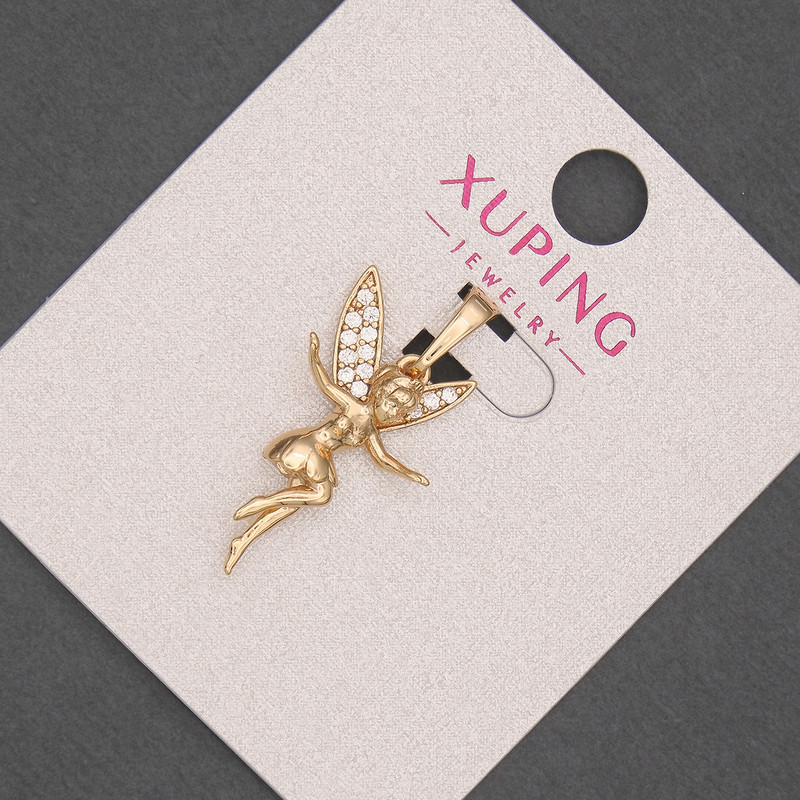 Xuping Pendant 'Fairy' with White Crystals, Diameter 15mm, Length 27mm, 18K Plating