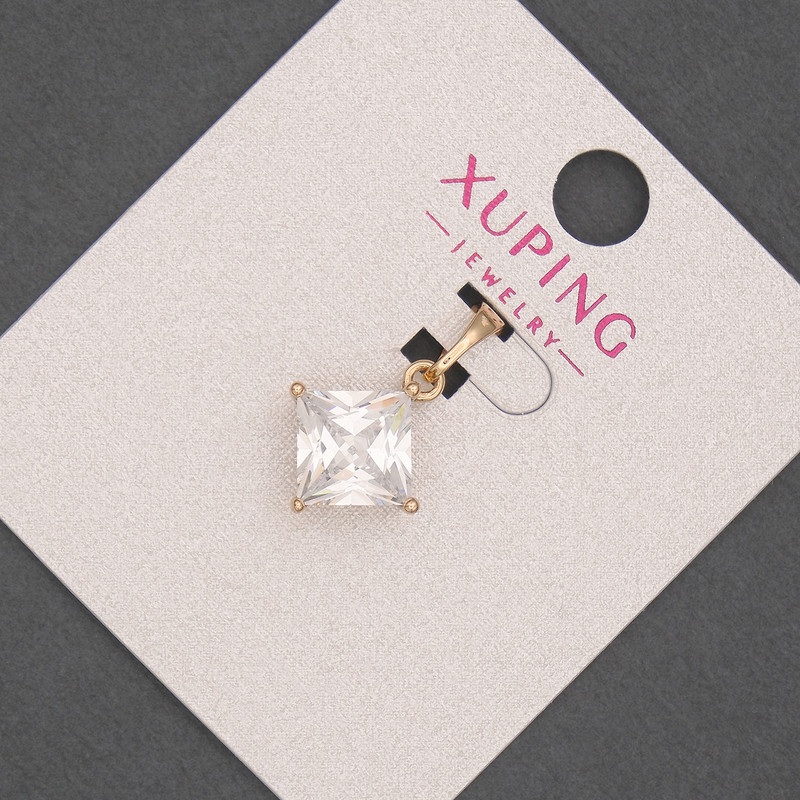 Pendant Xuping with White Crystal, 12 mm diameter, 20 mm length, 18K plating