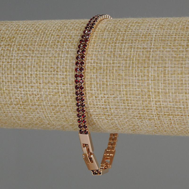 Браслет Xuping Позолота 18К червоні стрази, товщина 4, 5мм+-, довжина 17-19см