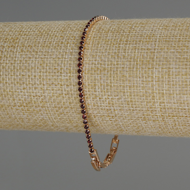 Xuping Bracelet 18K Gold Plating with Red Rhinestones, Thickness 2.0 mm, Length 17-19 cm