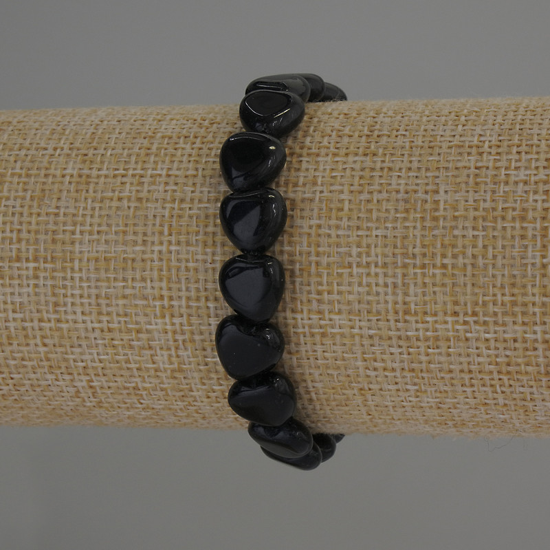 Heart-shaped Agate Bracelet with Natural Stone, 10x10 mm diameter, 18 cm stretch