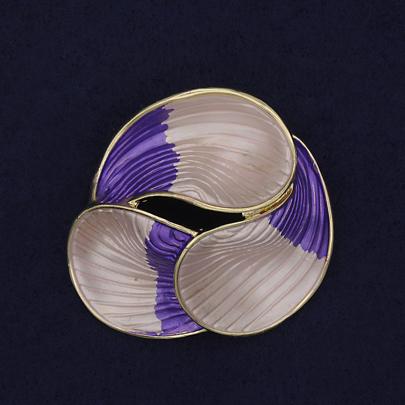 Брошка Акцент колір рожевий та фіолетовий золотистий метал 44мм+