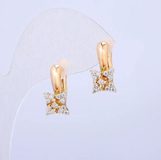 Xuping 18K Gold-Plated Earrings with White Crystals