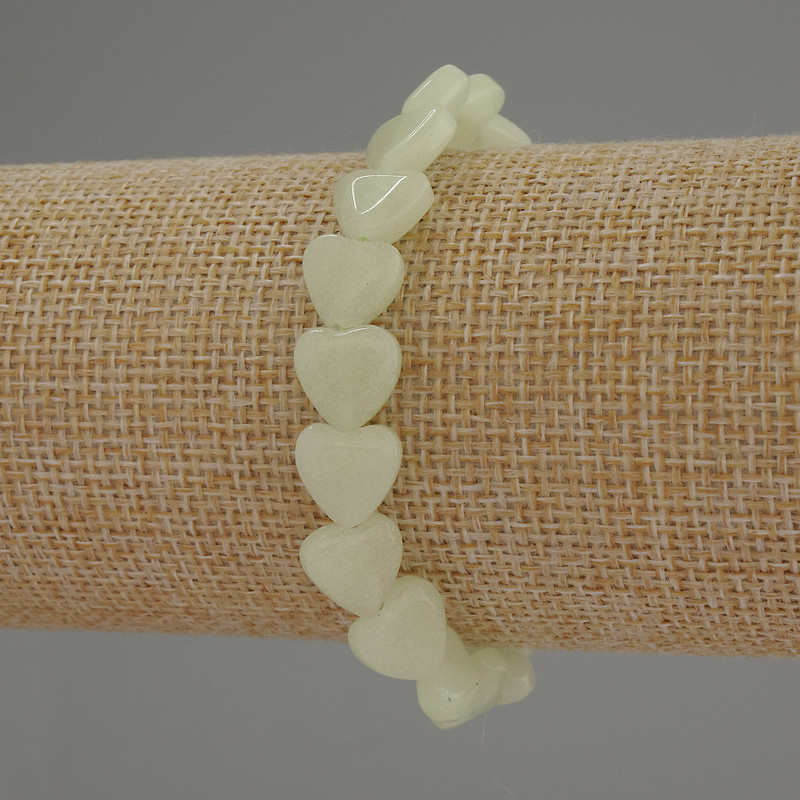 Onyx Heart Bracelet, 10 mm diameter, 18 cm length, stretch