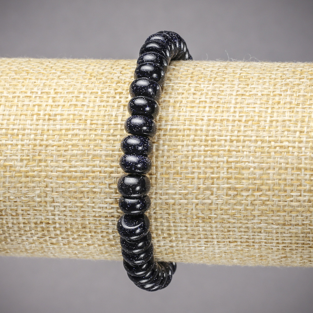 Elastic bracelet Aventurine Blue Sand Night of Cairo (pressed) smooth rondels, diameter 8×5 mm, length 18 cm