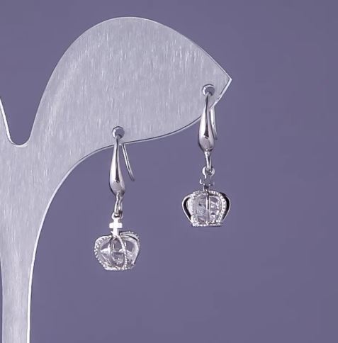 Crown Earrings, 22mm long