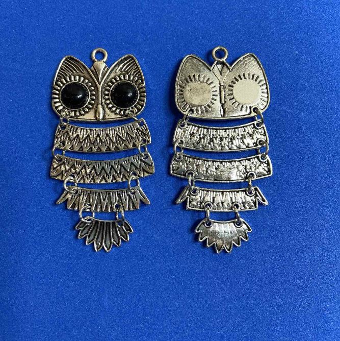 Owl Pendant Findings 86×39mm ± Silver Metal