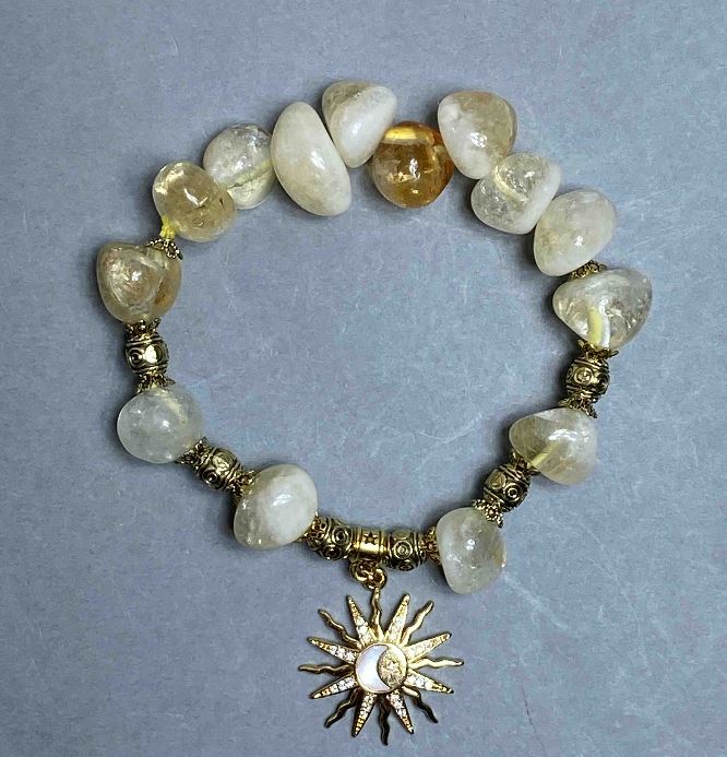 Citrine Bracelet, Faceted 13×11mm +/- with Metal Inserts, Length 18 cm+