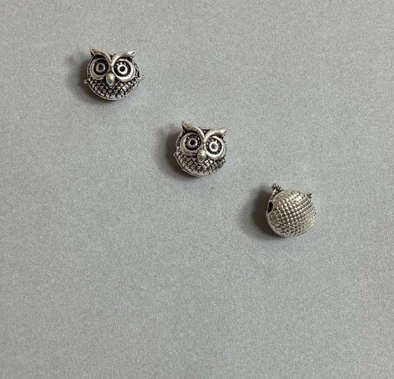 Bead Insert Owl Findings, pack of 3, 11x10mm+