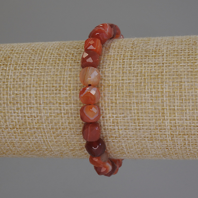 Faceted Agate Cube Bead Bracelet, 5x5 mm, 18 cm Stretch