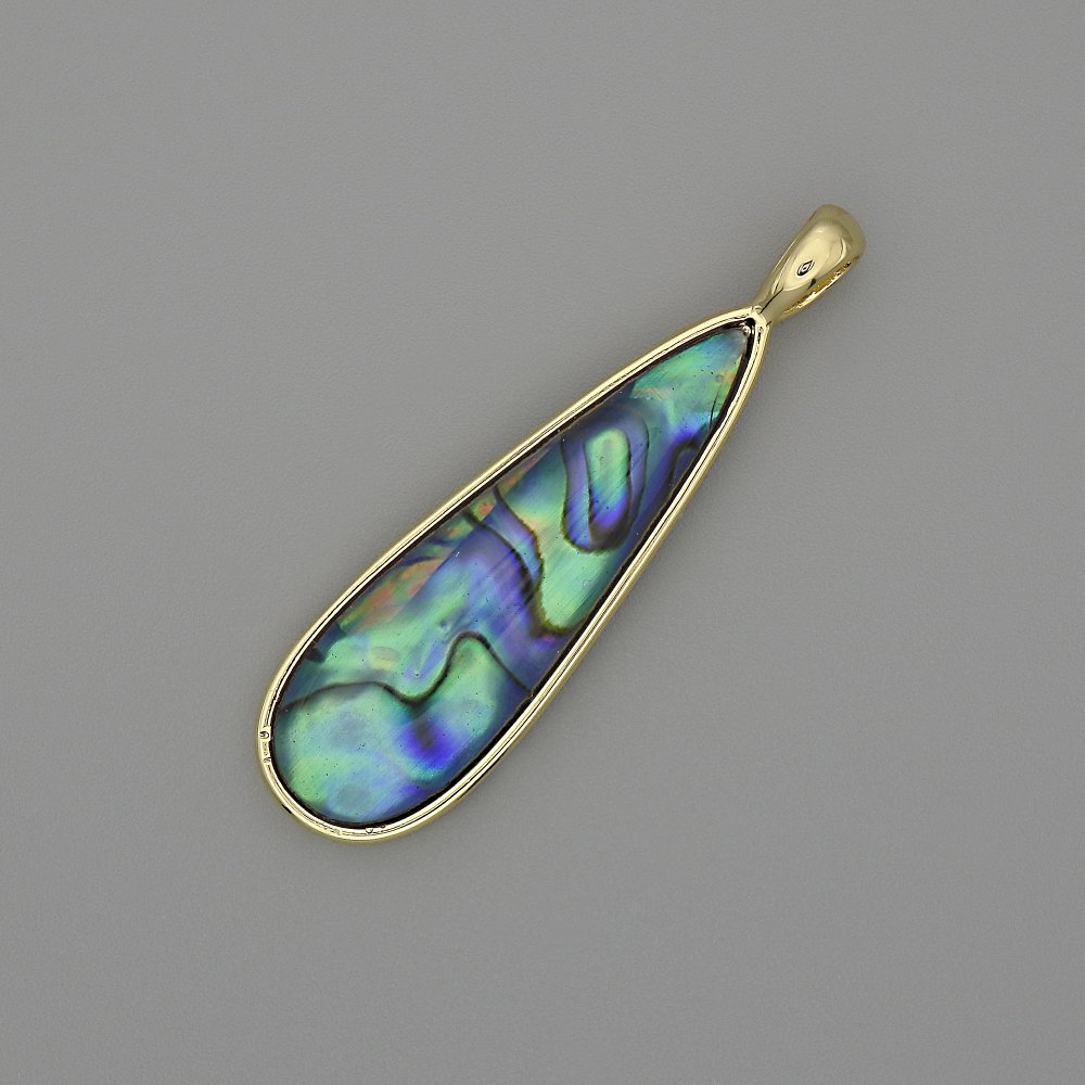 Pendant 'Halite Drop' 40×11 mm ± gold-toned metal