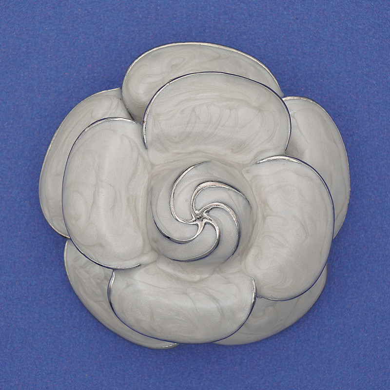 Brooch Flower Silver Enamel 45mm